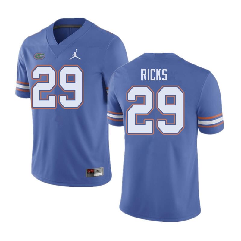 NCAA Florida Gators Isaac Ricks Men's #29 Jordan Brand Blue Stitched Authentic College Football Jersey GDQ3864OM